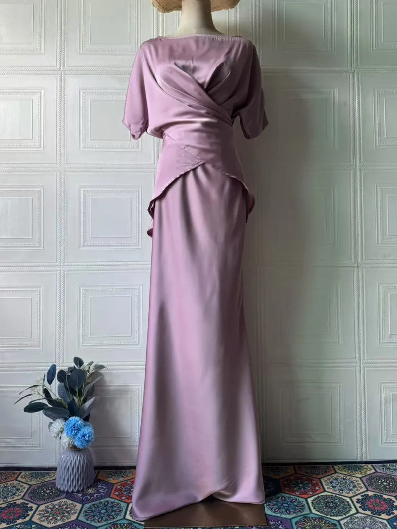 סט חצאית וטופ סאטן- מוריה